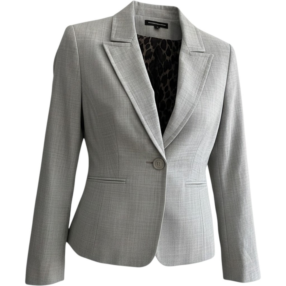 Express Design Studio Gray Two Button Blazer Leopard Lining Size 4